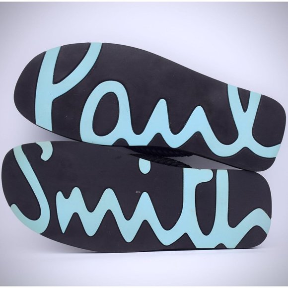 Paul Smith PS Black Floral Thong Sandals 10 Braided Leather Flip Flops Pink Blue main image 7